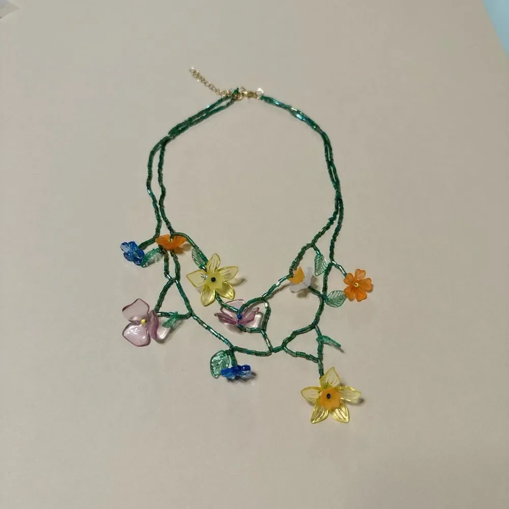 Boho flower necklace N675 - Picture 2 of 4